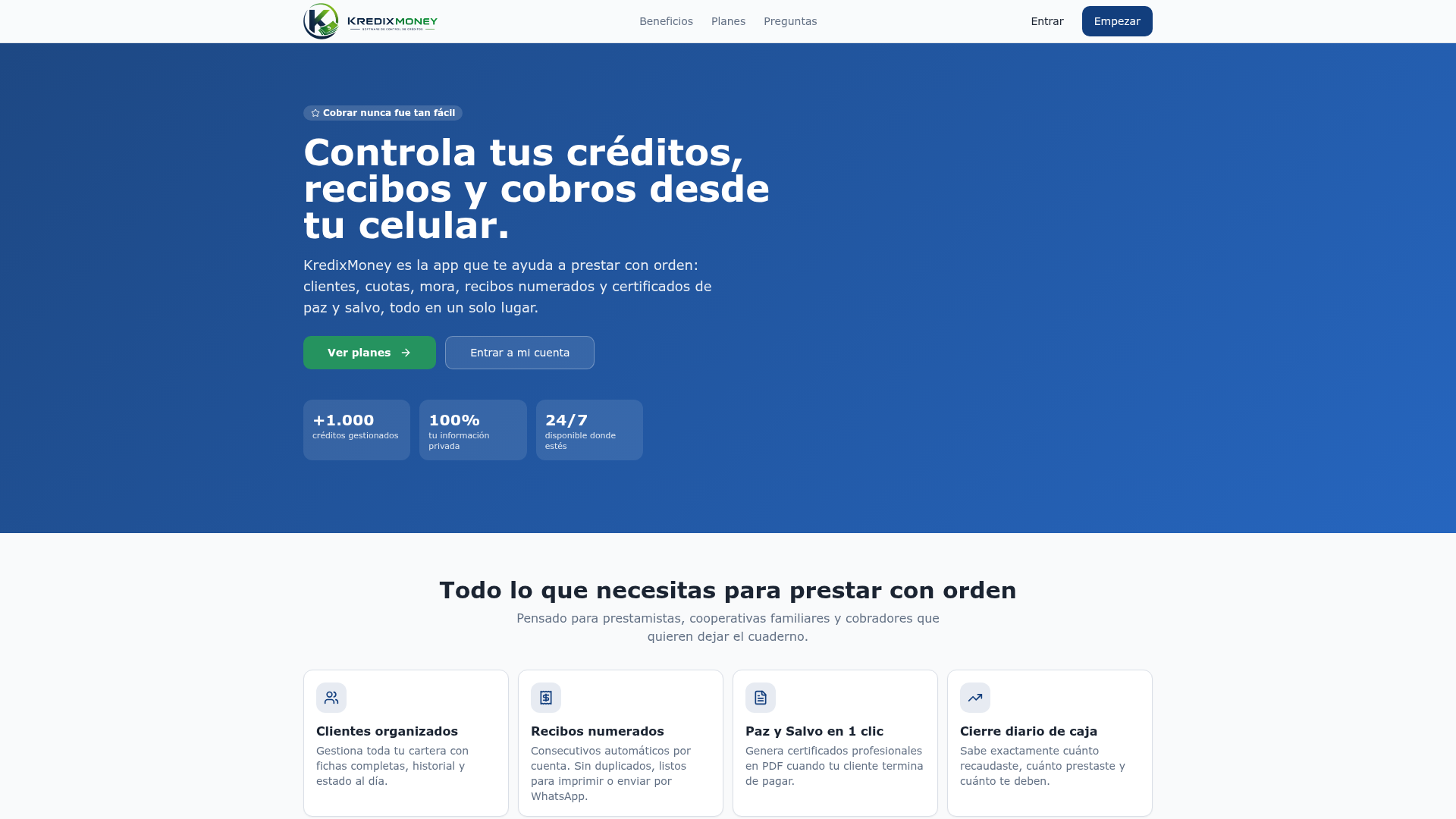 Mockup de Kredix Money